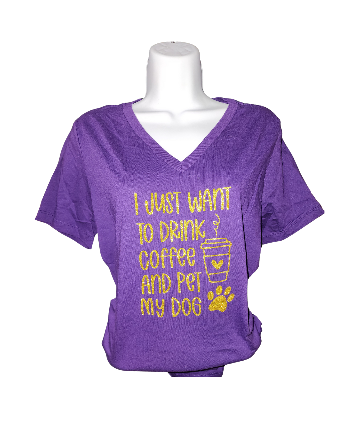 I just want to drink Coffee and Pet My Dog Womens Vneck